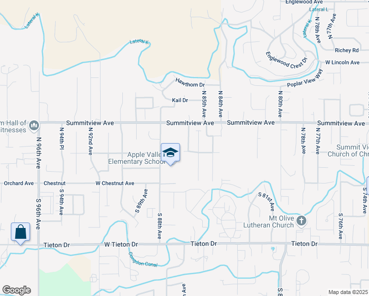 map of restaurants, bars, coffee shops, grocery stores, and more near 103 North 87th Avenue in Yakima