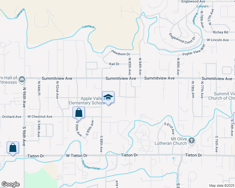 map of restaurants, bars, coffee shops, grocery stores, and more near 103 North 87th Avenue in Yakima