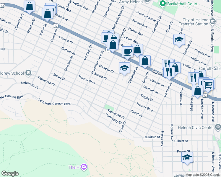 map of restaurants, bars, coffee shops, grocery stores, and more near 1304 Hauser Boulevard in Helena