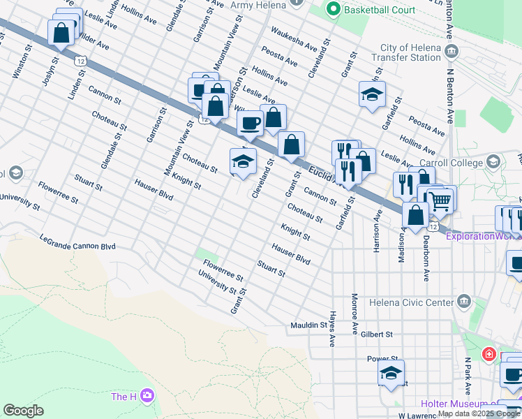map of restaurants, bars, coffee shops, grocery stores, and more near 1120 Knight Street in Helena