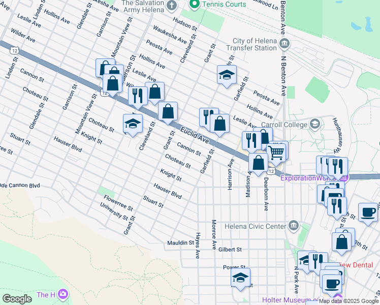 map of restaurants, bars, coffee shops, grocery stores, and more near 931 Cannon Street in Helena