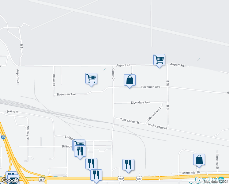 map of restaurants, bars, coffee shops, grocery stores, and more near 3233 Carter Drive in Helena