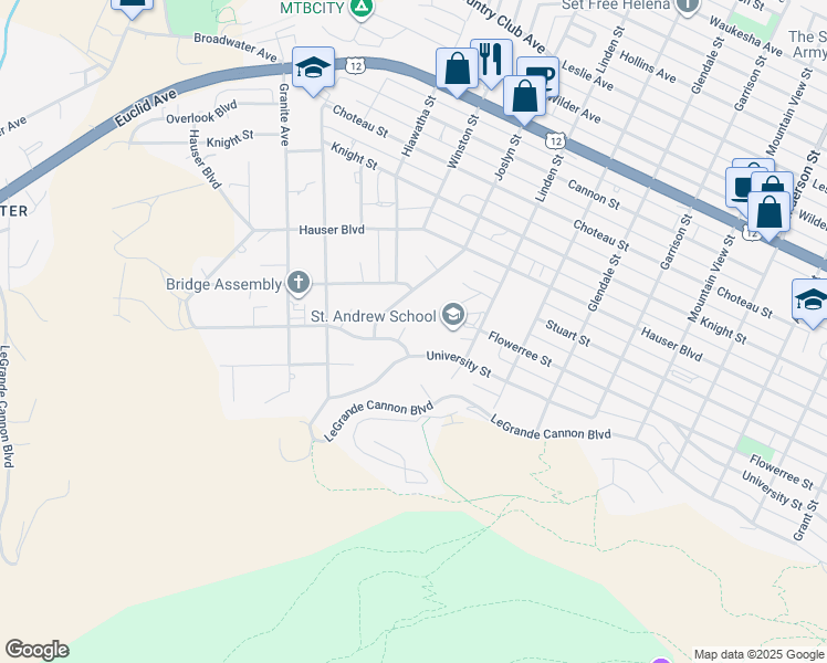 map of restaurants, bars, coffee shops, grocery stores, and more near 709 Good Shepherd Court in Helena