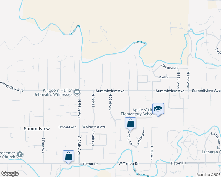 map of restaurants, bars, coffee shops, grocery stores, and more near 9229-9395 Summitview Ave in Yakima