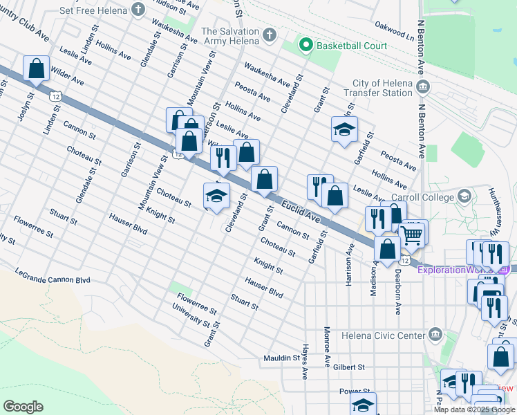 map of restaurants, bars, coffee shops, grocery stores, and more near 1104 Cannon Street in Helena