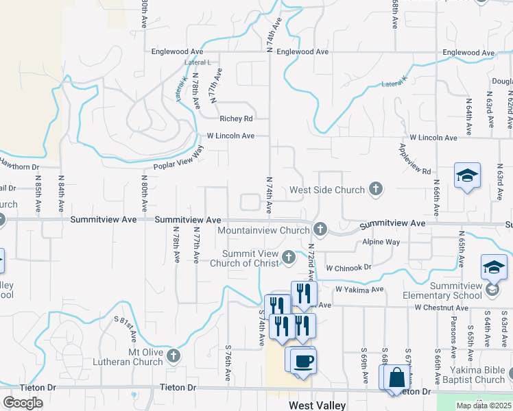 map of restaurants, bars, coffee shops, grocery stores, and more near in Yakima