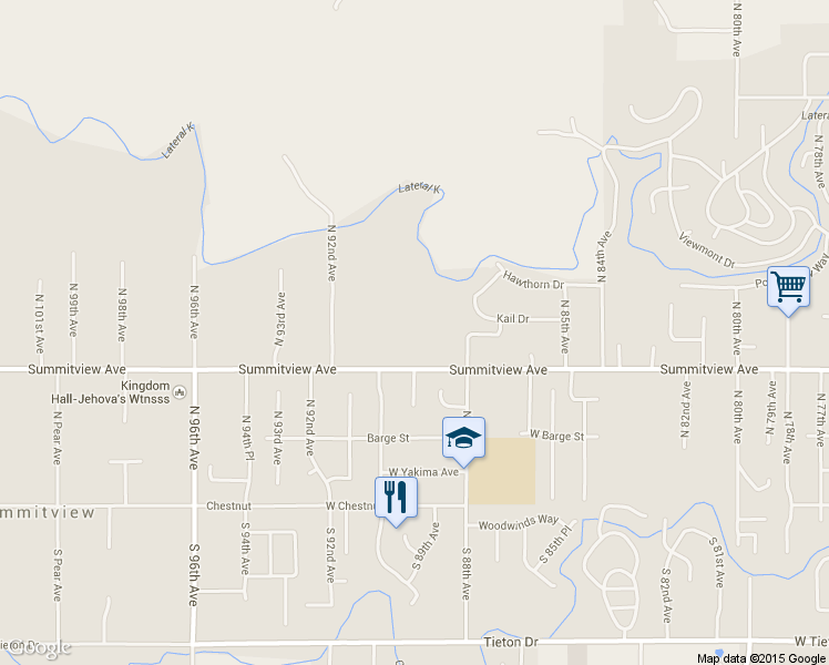 map of restaurants, bars, coffee shops, grocery stores, and more near 8805 Summitview Avenue in Yakima