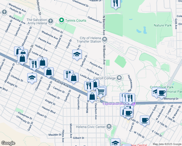map of restaurants, bars, coffee shops, grocery stores, and more near 539 Hollins Avenue in Helena