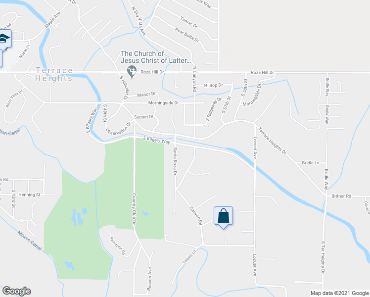 map of restaurants, bars, coffee shops, grocery stores, and more near 301 Santa Roza Drive in Yakima