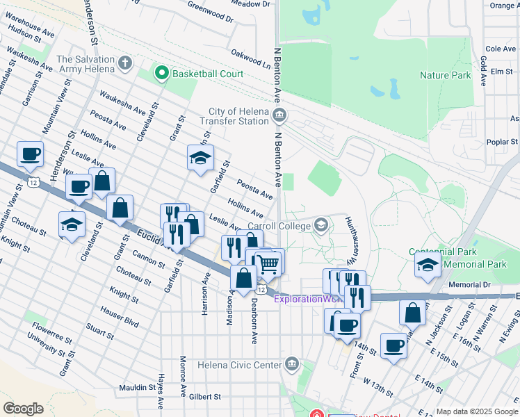 map of restaurants, bars, coffee shops, grocery stores, and more near 512 Hollins Avenue in Helena