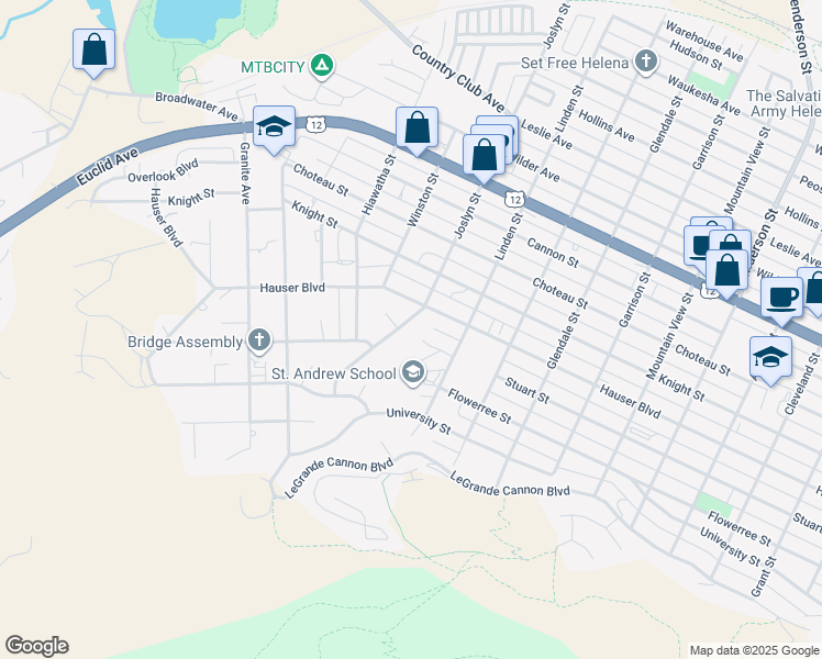 map of restaurants, bars, coffee shops, grocery stores, and more near 813 Joslyn Street in Helena
