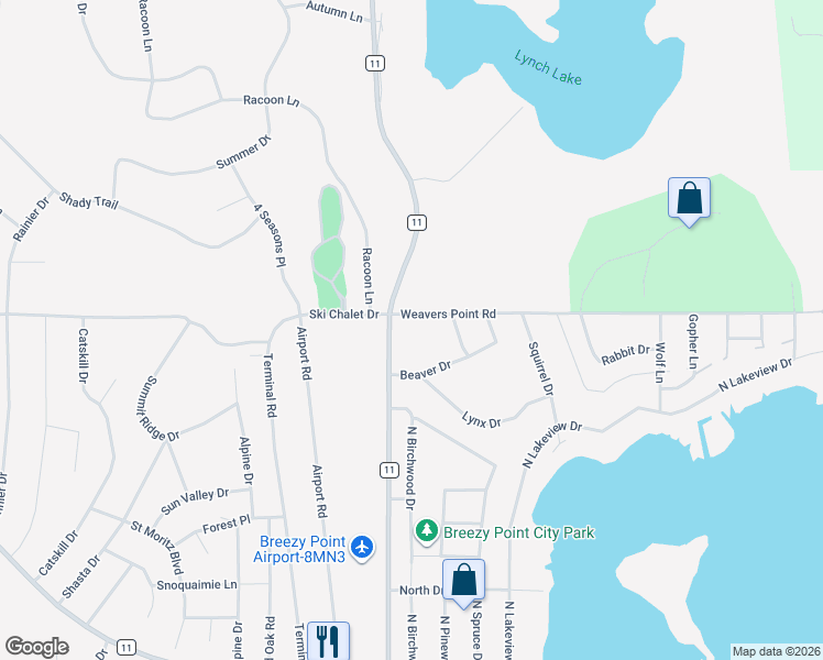 map of restaurants, bars, coffee shops, grocery stores, and more near in Breezy Point