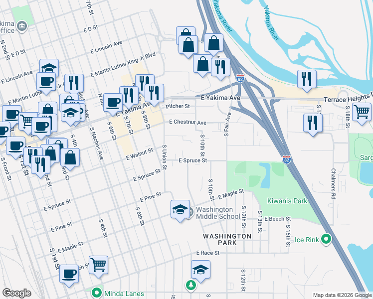map of restaurants, bars, coffee shops, grocery stores, and more near 115 South 9th Street in Sunnyside