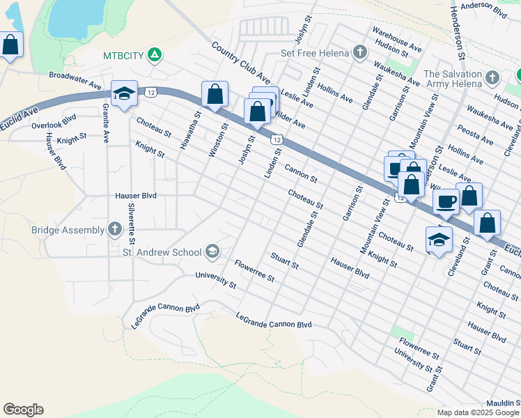 map of restaurants, bars, coffee shops, grocery stores, and more near 1814 Hauser Boulevard in Helena