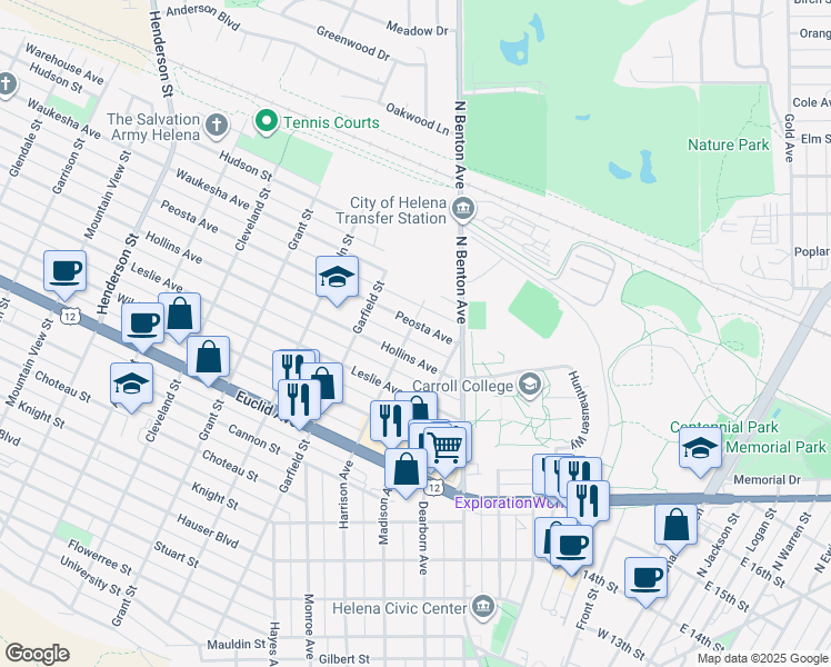 map of restaurants, bars, coffee shops, grocery stores, and more near 512 Hollins Avenue in Helena
