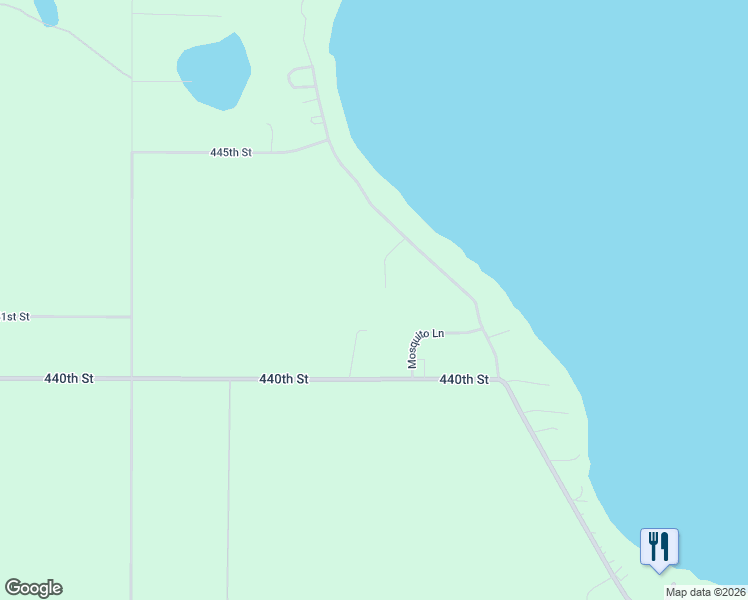 map of restaurants, bars, coffee shops, grocery stores, and more near 46629 Mosquito Lane in Perham