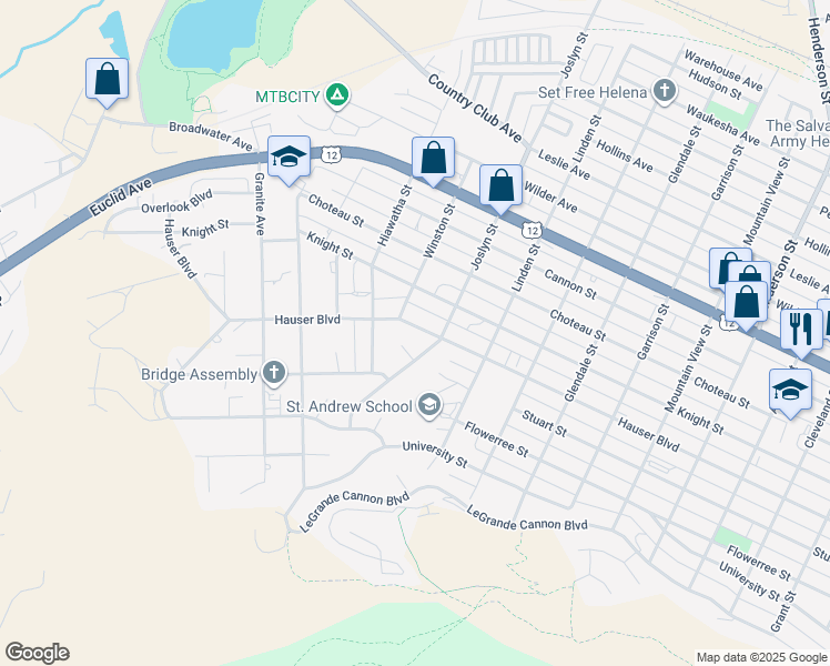 map of restaurants, bars, coffee shops, grocery stores, and more near 813 Joslyn St in Helena