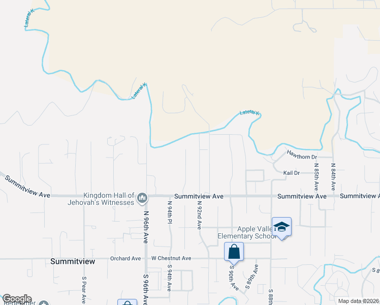 map of restaurants, bars, coffee shops, grocery stores, and more near 211 North 93rd Avenue in Yakima