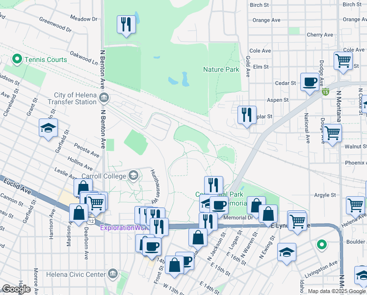 map of restaurants, bars, coffee shops, grocery stores, and more near in Helena