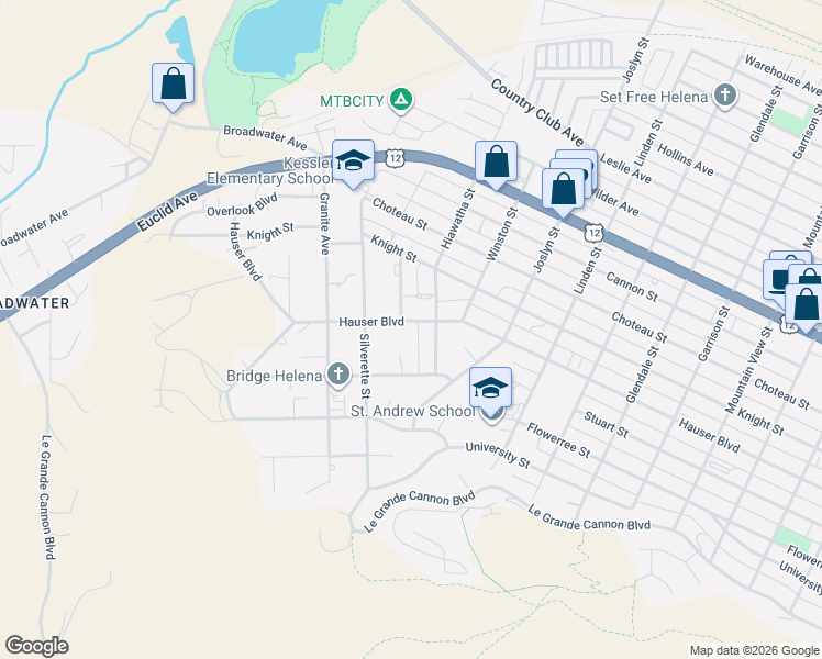 map of restaurants, bars, coffee shops, grocery stores, and more near 915 Elizabeth St in Helena