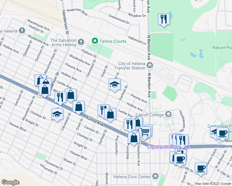 map of restaurants, bars, coffee shops, grocery stores, and more near 900 Hollins Avenue in Helena