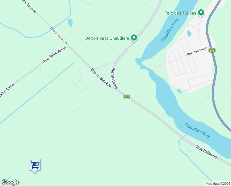 map of restaurants, bars, coffee shops, grocery stores, and more near 110 Chemin Belvèze in Saint-Lambert-de-Lauzon