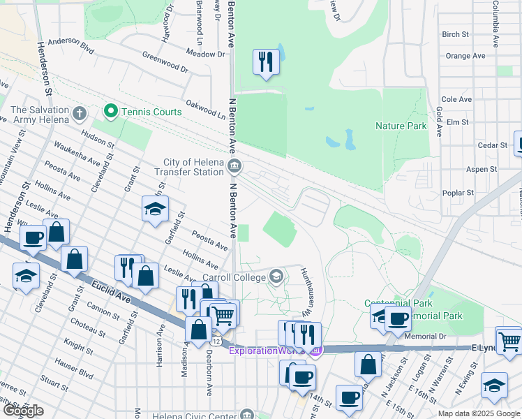 map of restaurants, bars, coffee shops, grocery stores, and more near 1851 North Benton Avenue in Helena
