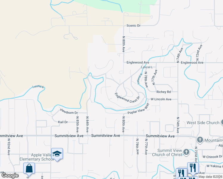 map of restaurants, bars, coffee shops, grocery stores, and more near 411 Viewmont Place in Yakima