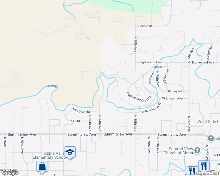map of restaurants, bars, coffee shops, grocery stores, and more near 414 Viewmont Place in Yakima