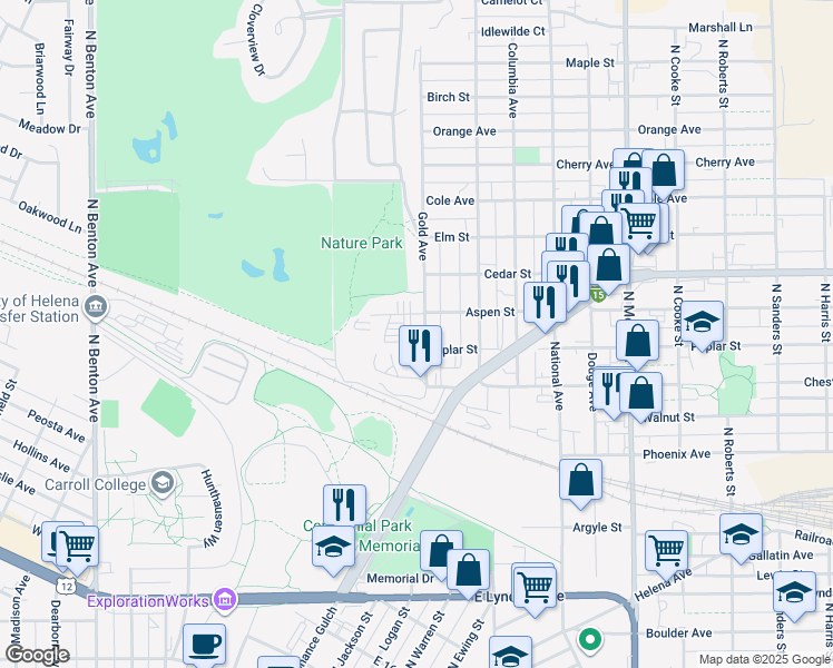 map of restaurants, bars, coffee shops, grocery stores, and more near 2050 Gold Avenue in Helena