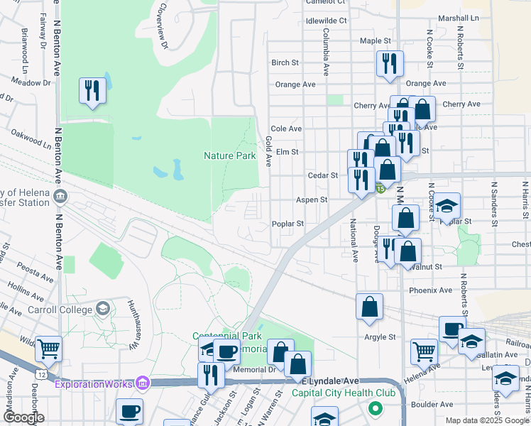 map of restaurants, bars, coffee shops, grocery stores, and more near 2050 Gold Avenue in Helena