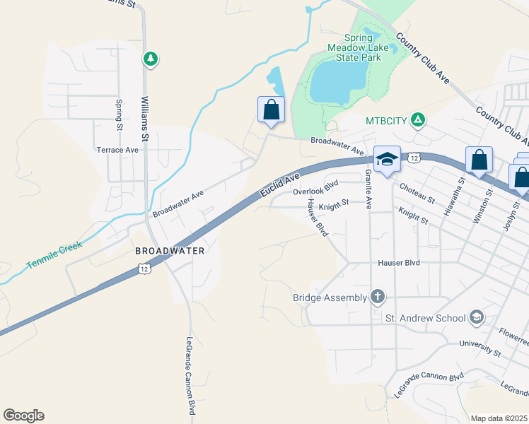 map of restaurants, bars, coffee shops, grocery stores, and more near 2860 Overlook Boulevard in Helena