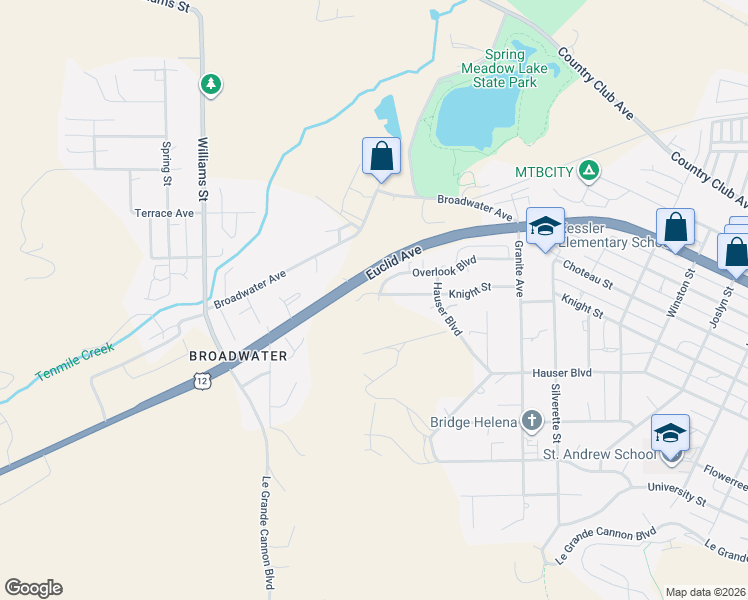 map of restaurants, bars, coffee shops, grocery stores, and more near 2860 Overlook Boulevard in Helena