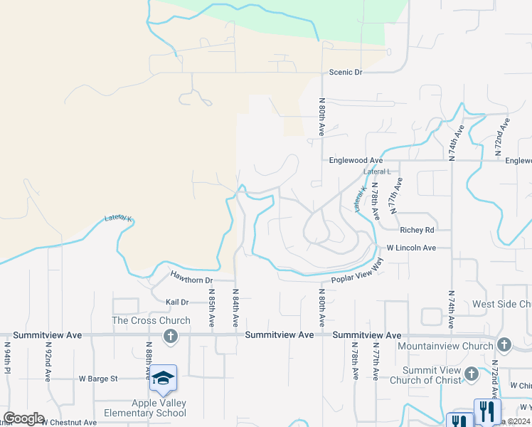 map of restaurants, bars, coffee shops, grocery stores, and more near 8307 Viewcrest Way in Yakima