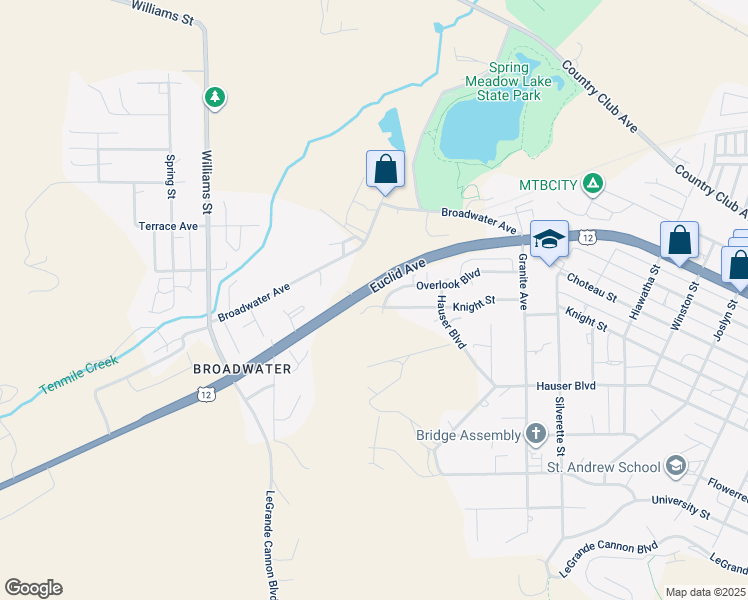 map of restaurants, bars, coffee shops, grocery stores, and more near 2860 Overlook Boulevard in Helena