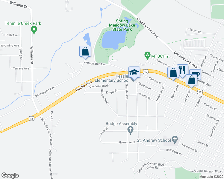 map of restaurants, bars, coffee shops, grocery stores, and more near 2630 Knight Street in Helena