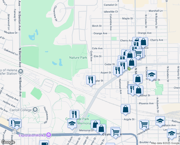 map of restaurants, bars, coffee shops, grocery stores, and more near 2050 Gold Avenue in Helena