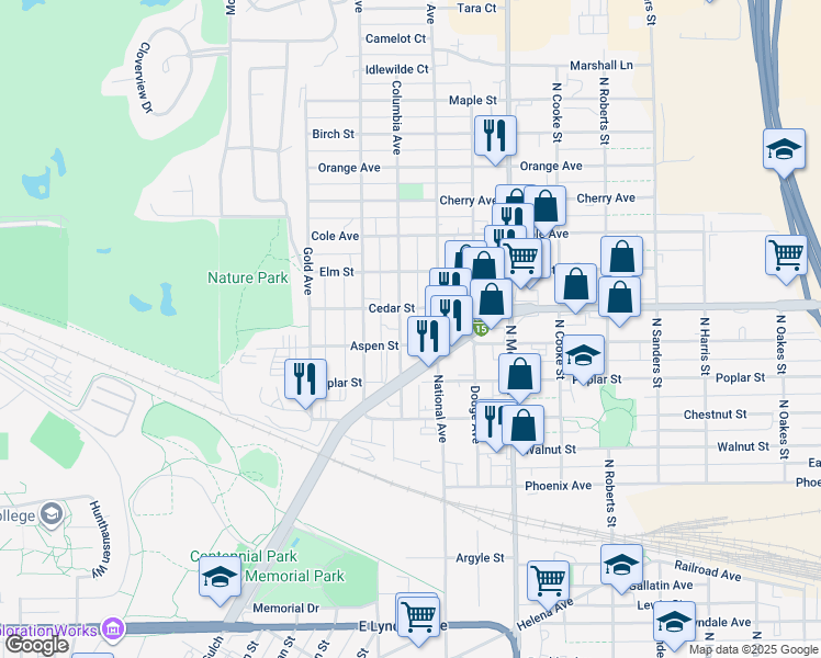 map of restaurants, bars, coffee shops, grocery stores, and more near 905 Cedar Street in Helena