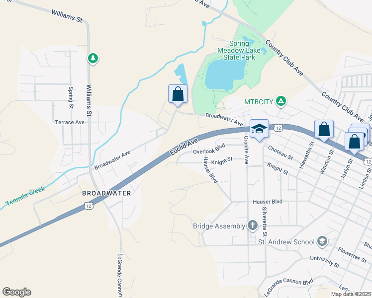 map of restaurants, bars, coffee shops, grocery stores, and more near 2834 Overlook Boulevard in Helena