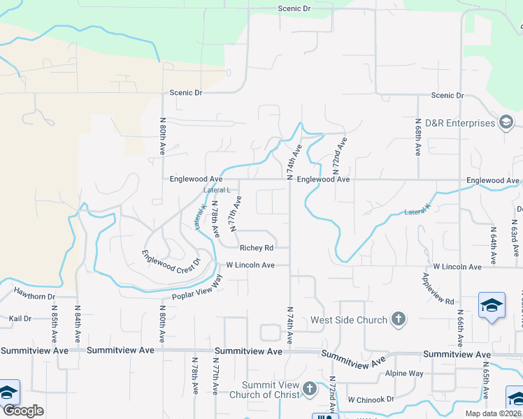 map of restaurants, bars, coffee shops, grocery stores, and more near 7408 Englewood Ave in Yakima