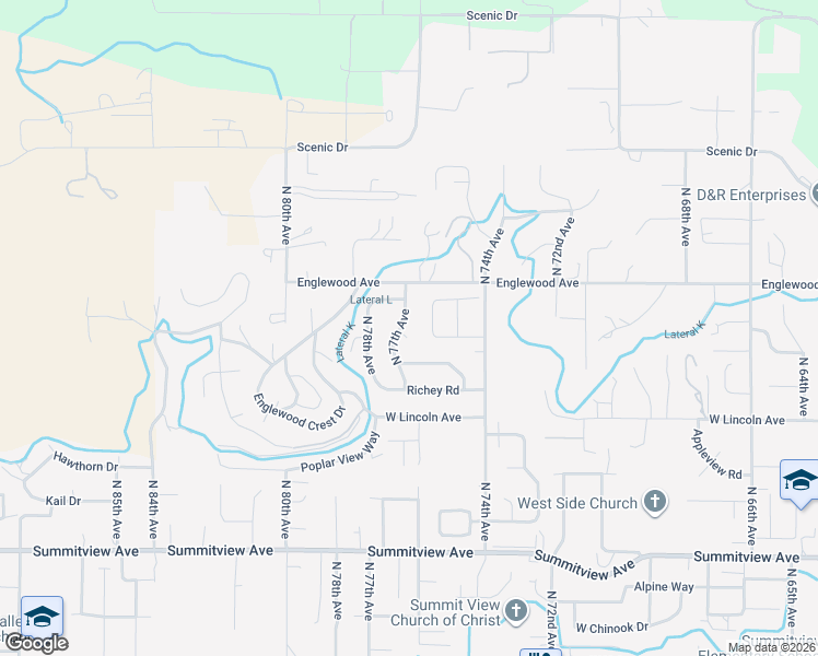 map of restaurants, bars, coffee shops, grocery stores, and more near 508 N 77th Ave in Yakima