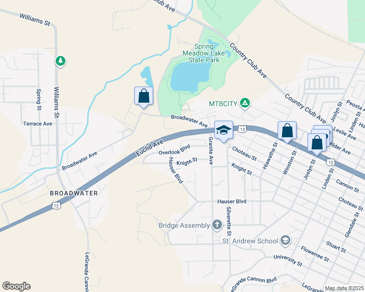 map of restaurants, bars, coffee shops, grocery stores, and more near 2615 Westwood Loop in Helena