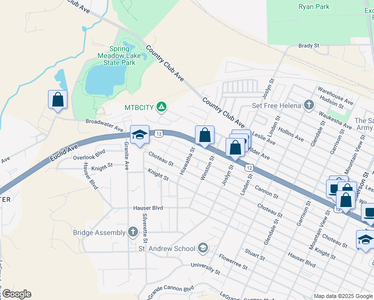map of restaurants, bars, coffee shops, grocery stores, and more near 2200 Cannon Street in Helena