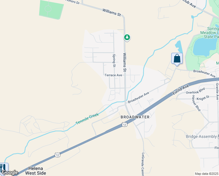 map of restaurants, bars, coffee shops, grocery stores, and more near 3499 Central Avenue in Helena