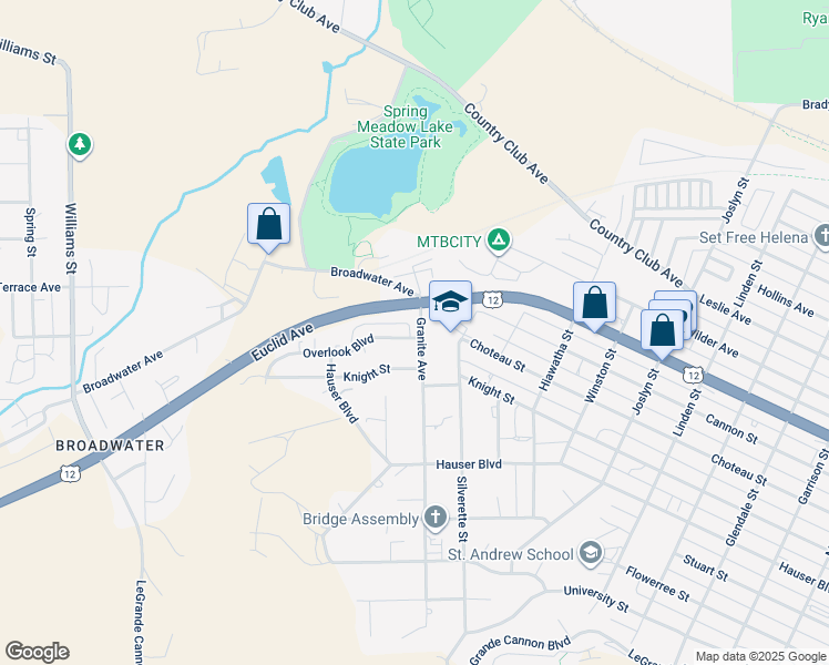 map of restaurants, bars, coffee shops, grocery stores, and more near 2565 Westwood Loop in Helena