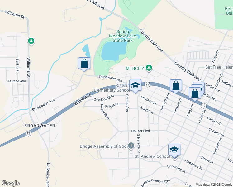 map of restaurants, bars, coffee shops, grocery stores, and more near 2565 Westwood Loop in Helena