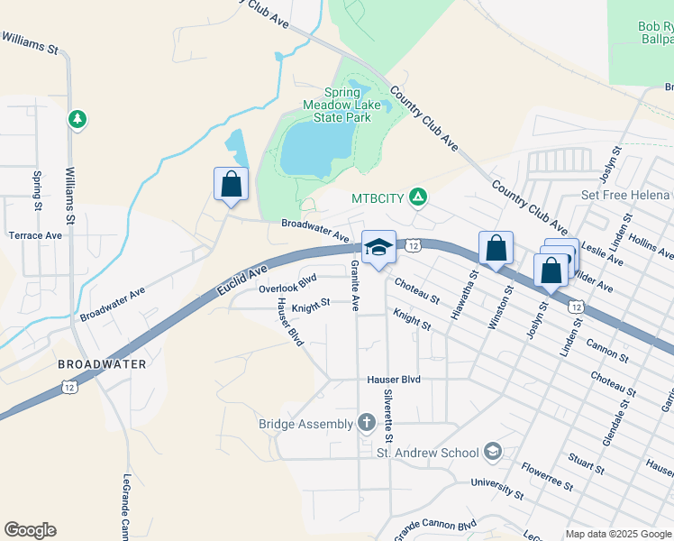 map of restaurants, bars, coffee shops, grocery stores, and more near 2565 Westwood Loop in Helena