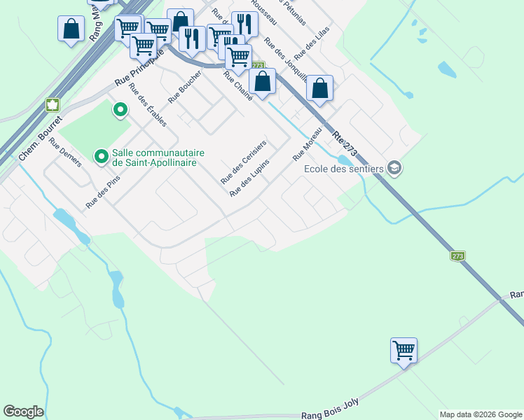 map of restaurants, bars, coffee shops, grocery stores, and more near 23 Rue du Grenat in Saint-Apollinaire