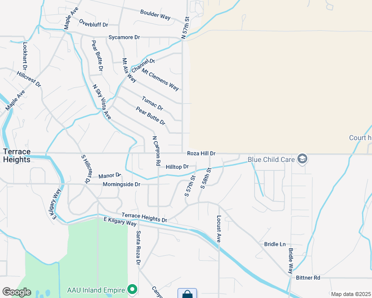 map of restaurants, bars, coffee shops, grocery stores, and more near 5601-5611 Roza Hill Drive in Yakima