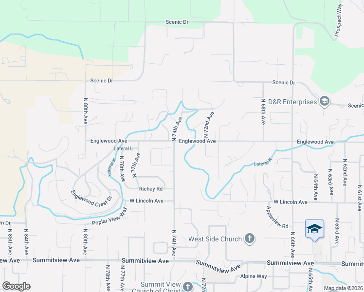 map of restaurants, bars, coffee shops, grocery stores, and more near 509 North 74th Avenue in Yakima